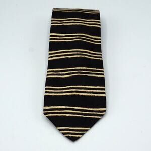 Brooks Brothers BFS Men's 100% Silk Tie Black Stripes Handmade in USA